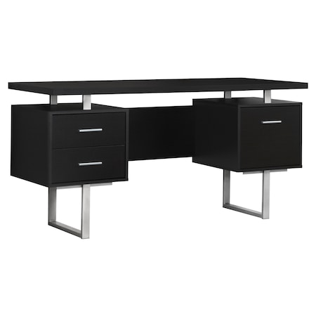 Monarch Specialties Computer Desk, Home Office, Laptop, Left, Right Set-up, Storage Drawers, 60"L, Work, Metal, Brown I 7080